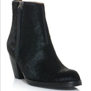 Acne Black Pony Hair Ankle Boots